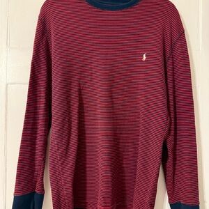 Polo Red and Navy Striped Long Sleeve Shirt